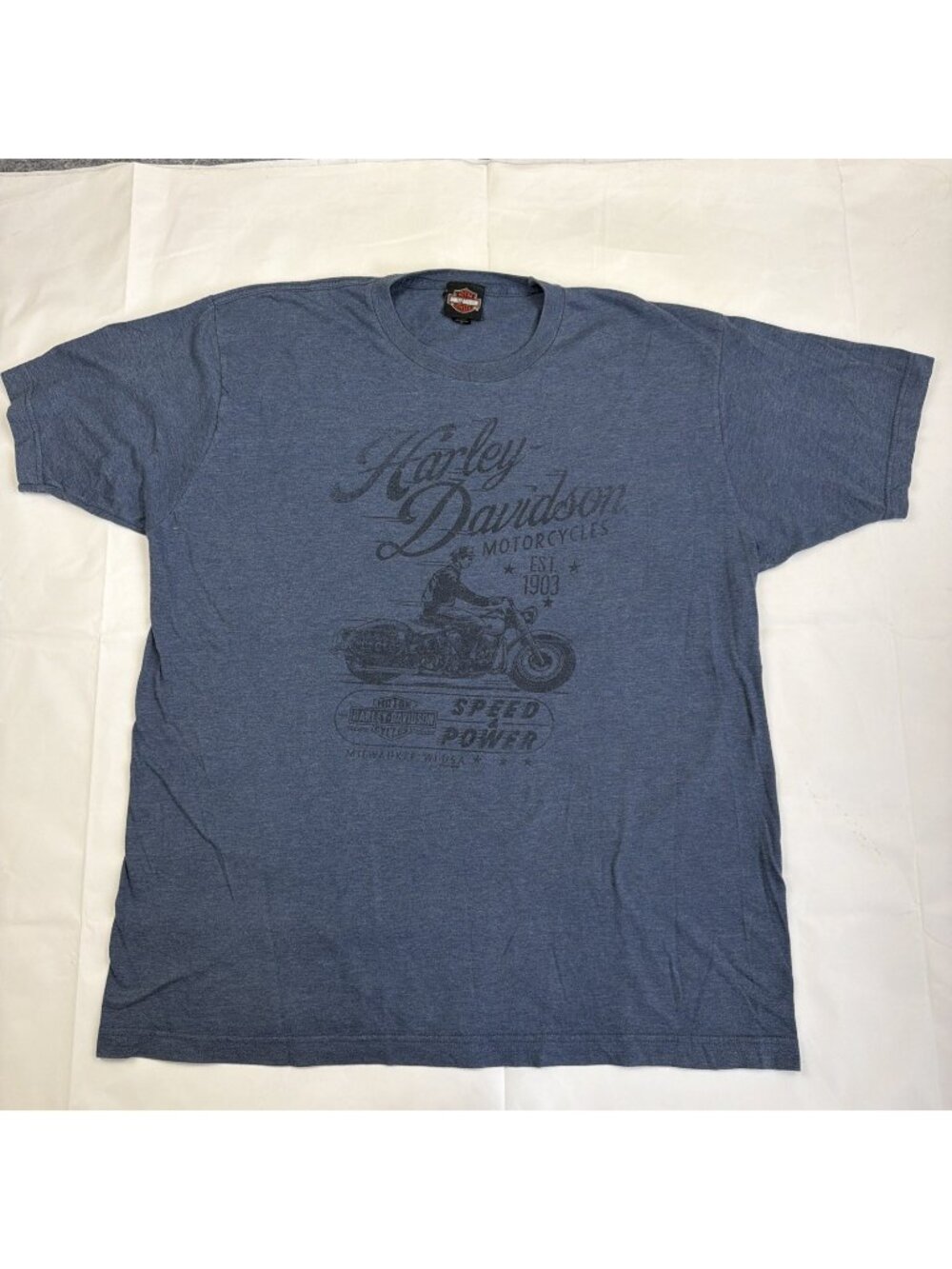 Mancuso Harley Davidson Flathead Logo Houston TX Blue T-shirt Men's XL